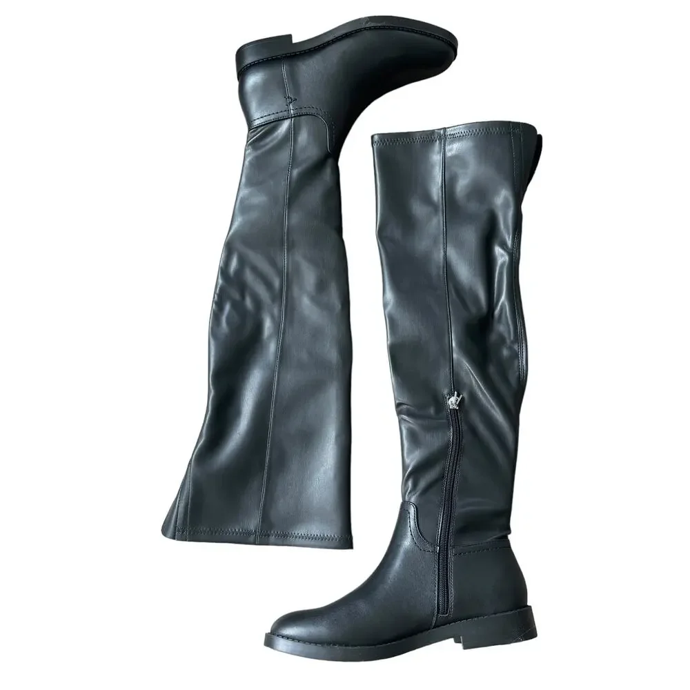 NEW Aerosoles Over the Knee Boots Black Vegan Leather
